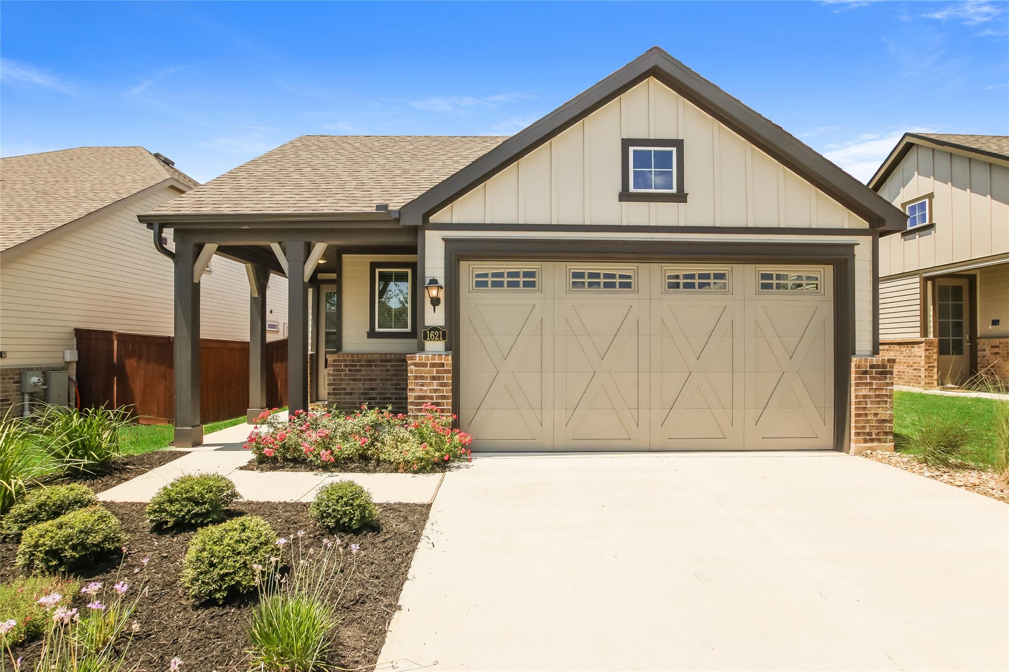 Board and batten siding pairs beautifully with cl