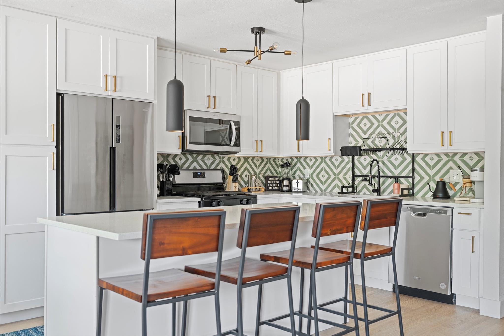 Patterned tile work adds character to this modern