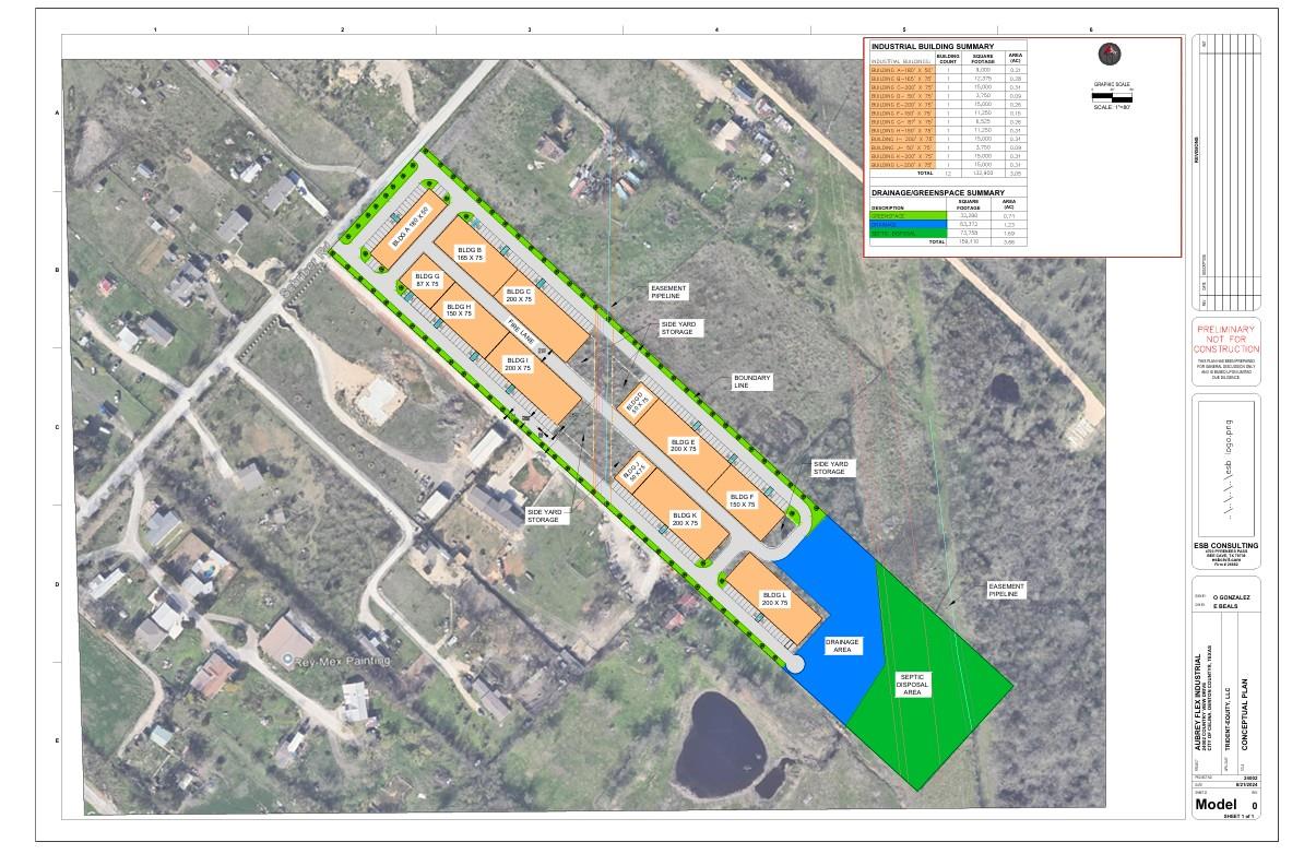 An aerial site plan outlines the conceptual layou
