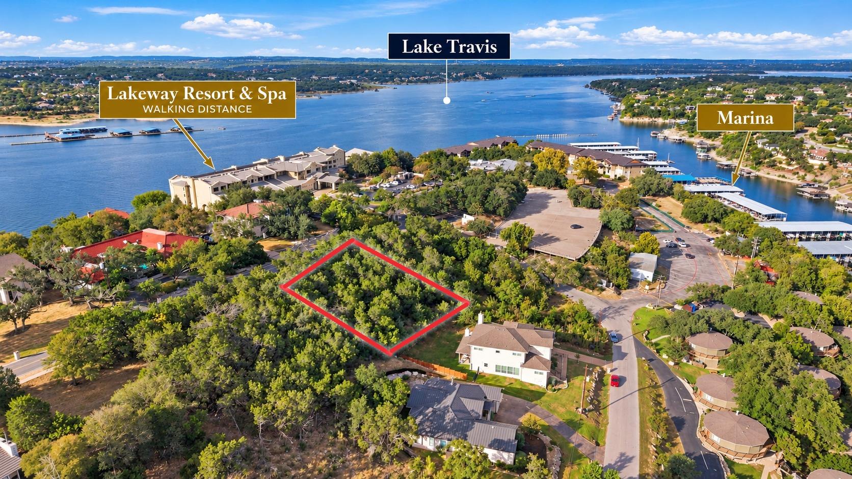 An aerial perspective showcases a prime wooded ho