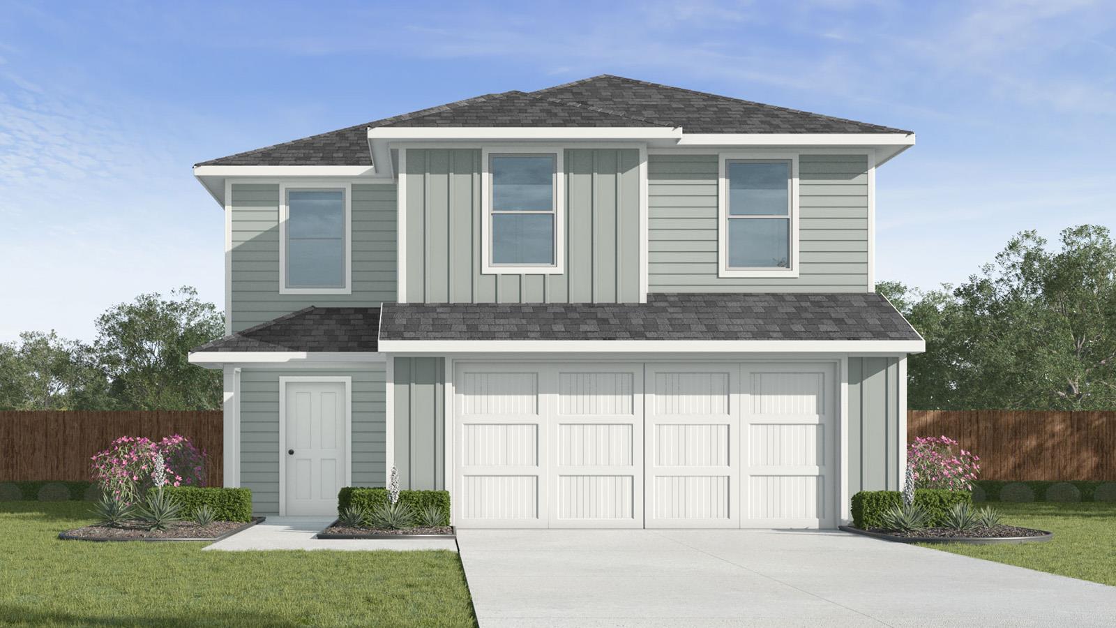 A classic two-story home with light siding and a 