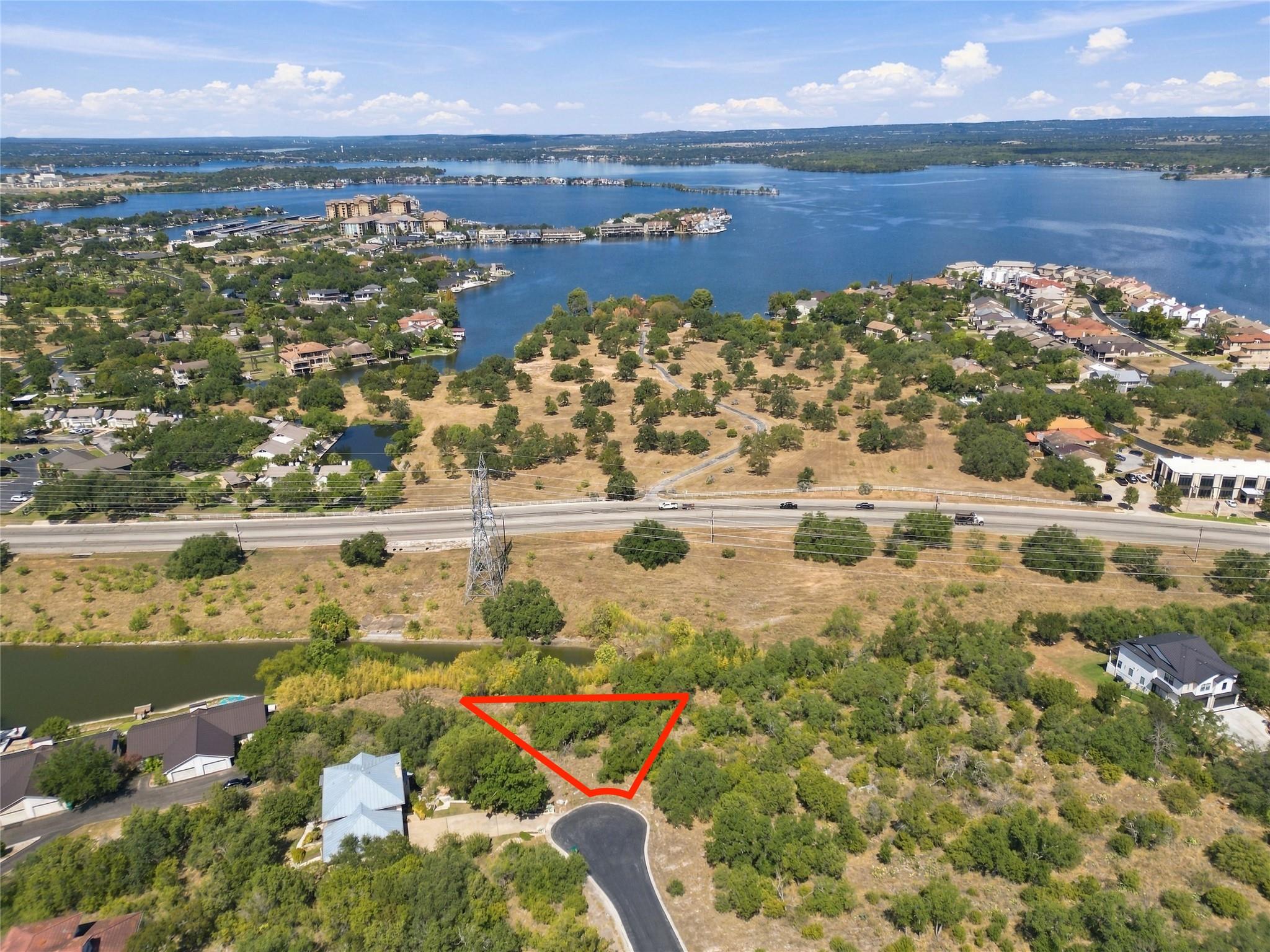 An aerial perspective showcases a prime buildable