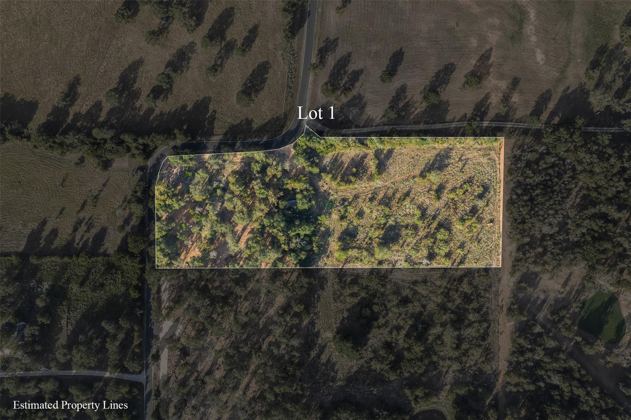An aerial perspective showcases the outlined boun