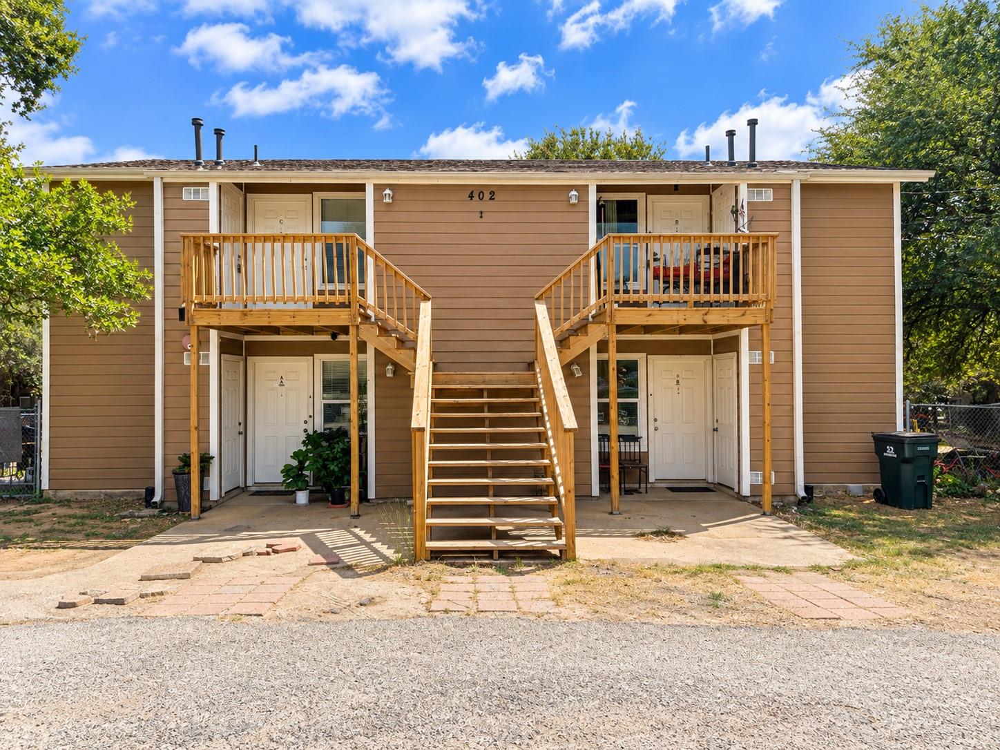 Symmetrical exterior siding framing central woode
