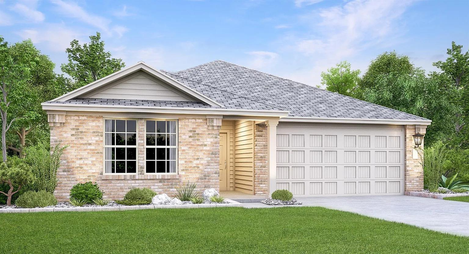 Classic brick accents and a tidy lawn frame this 
