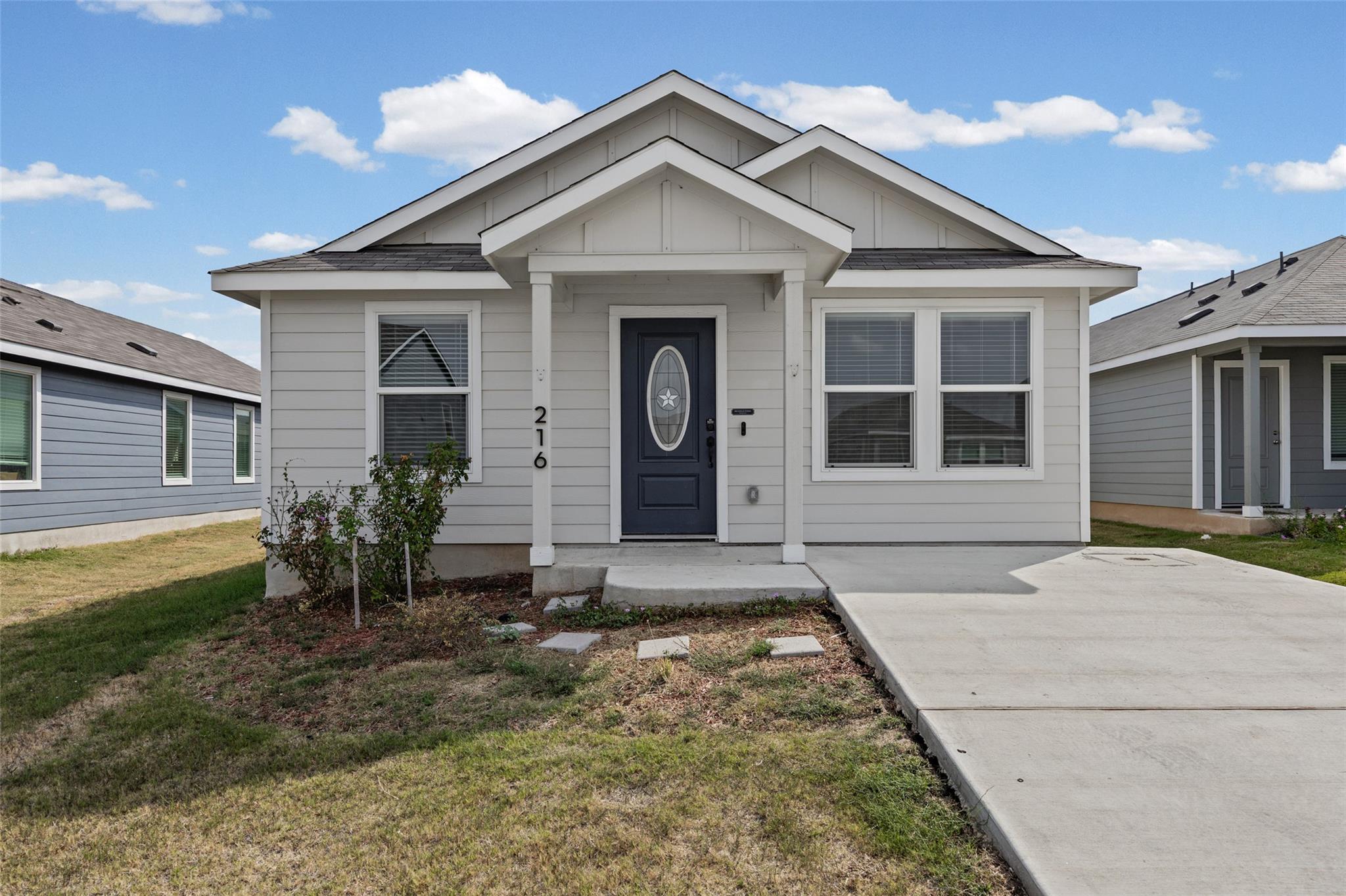 Crisp architectural lines define this welcoming f