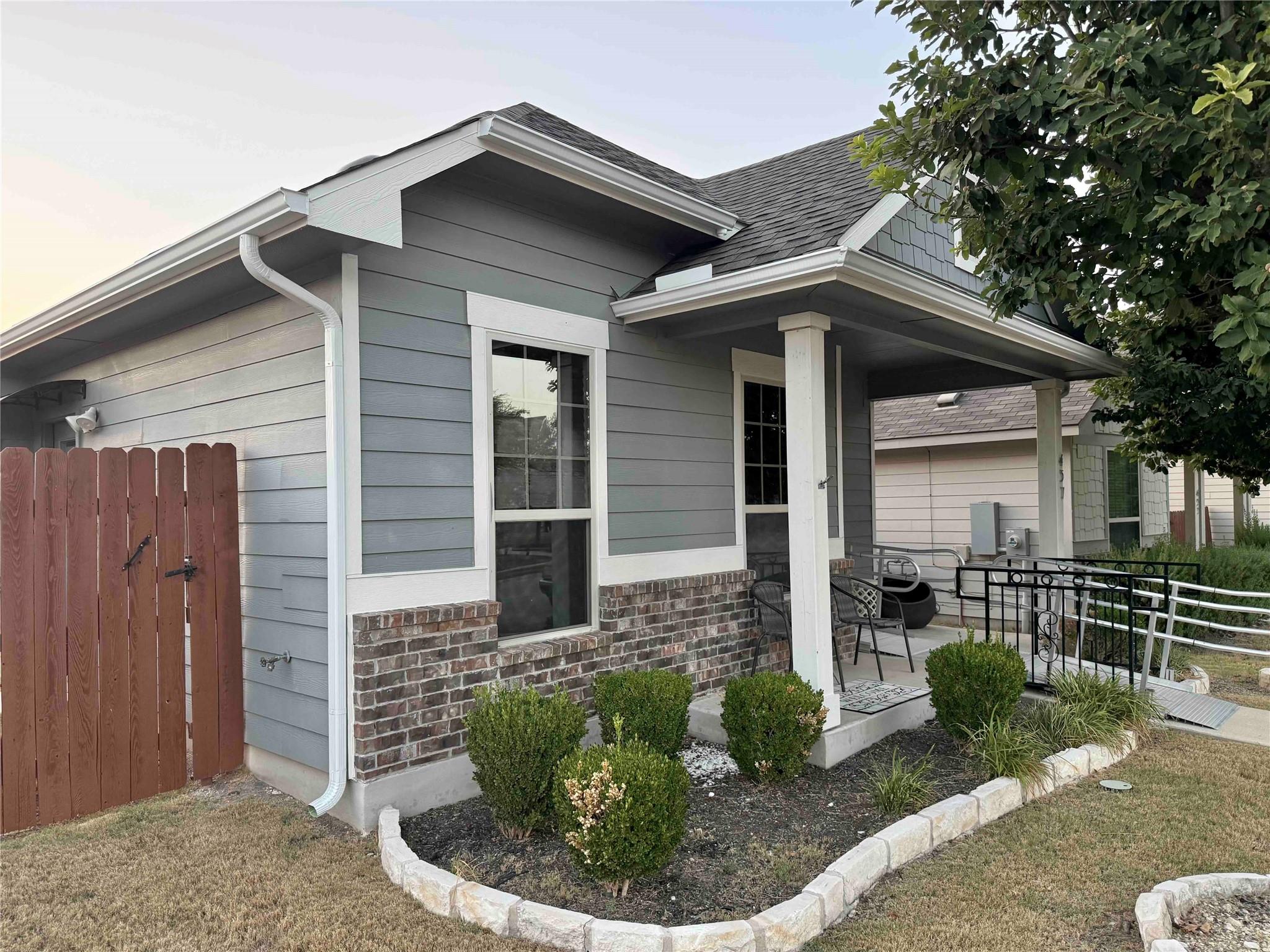 Clean architectural lines and manicured garden be
