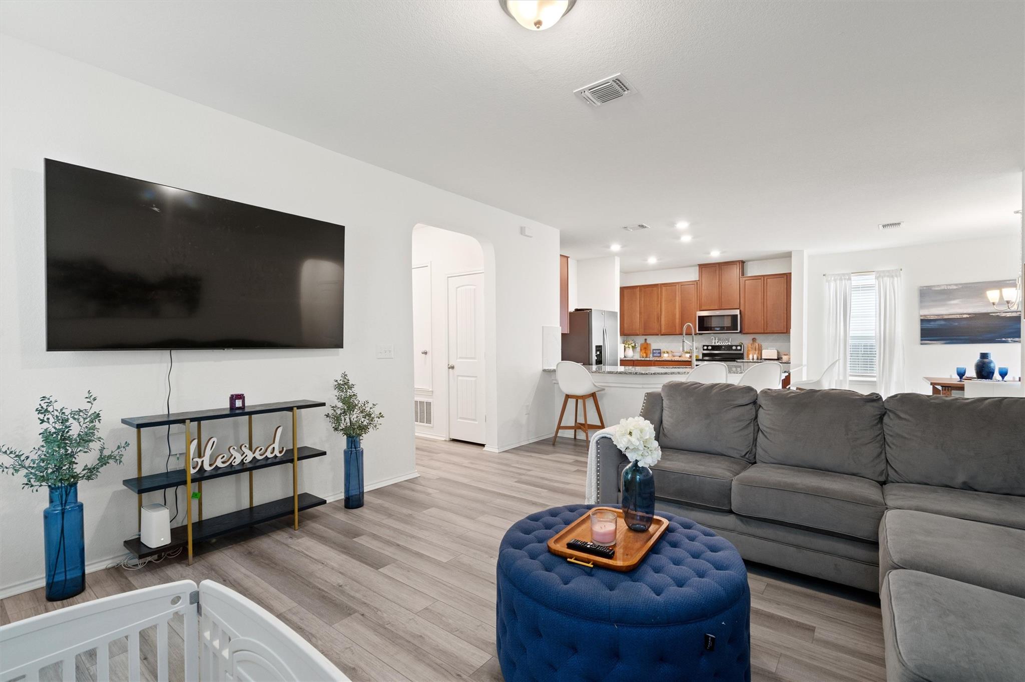 An open floorplan seamlessly connects the comfort