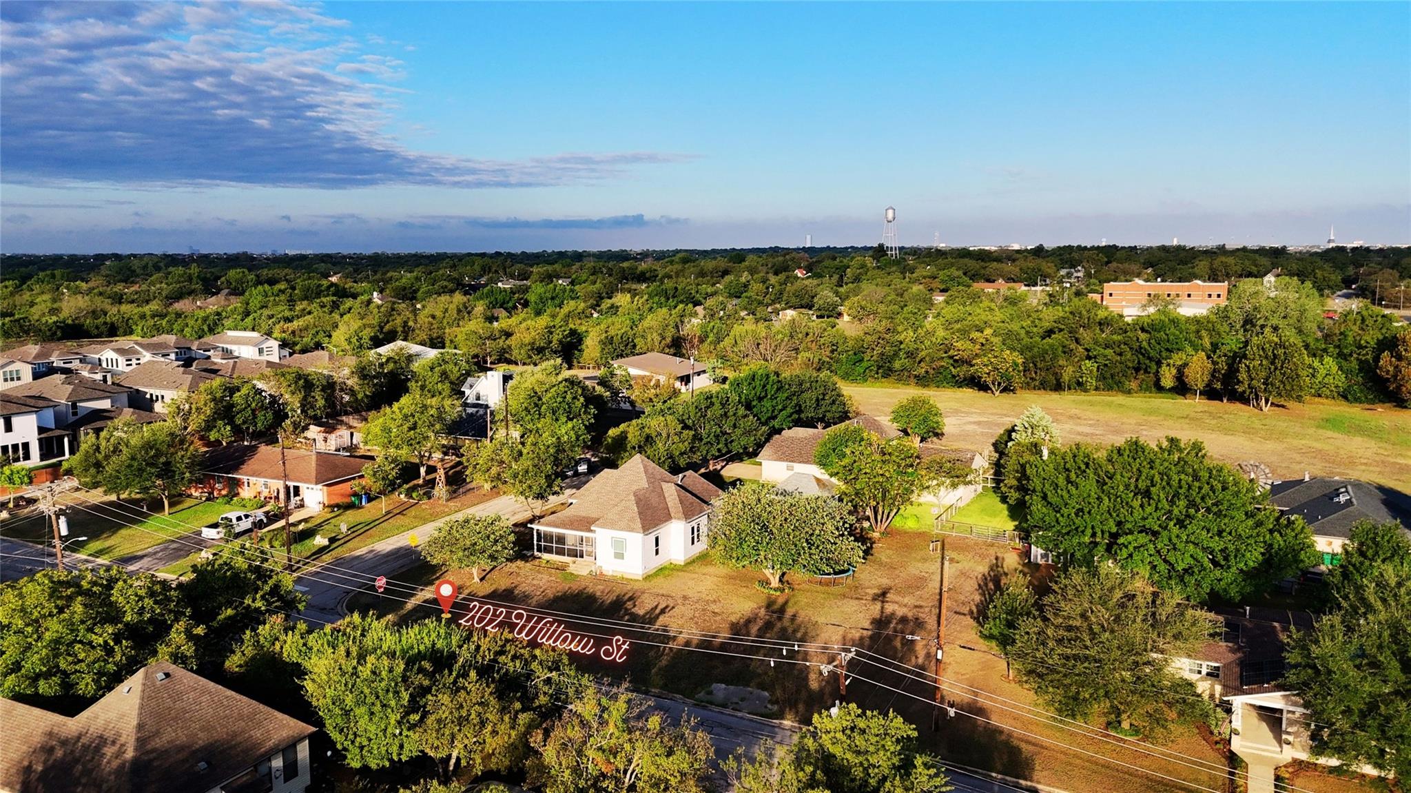 An aerial perspective showcases a charming reside