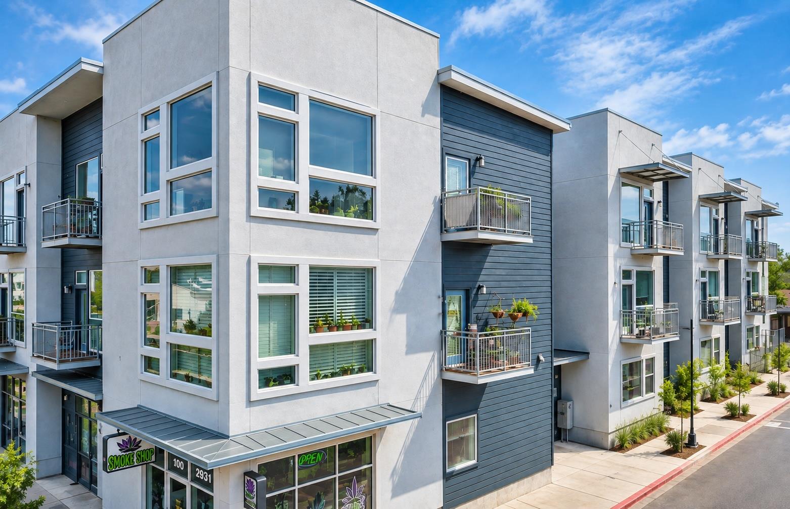 Clean lines and multi-paned windows highlight thi
