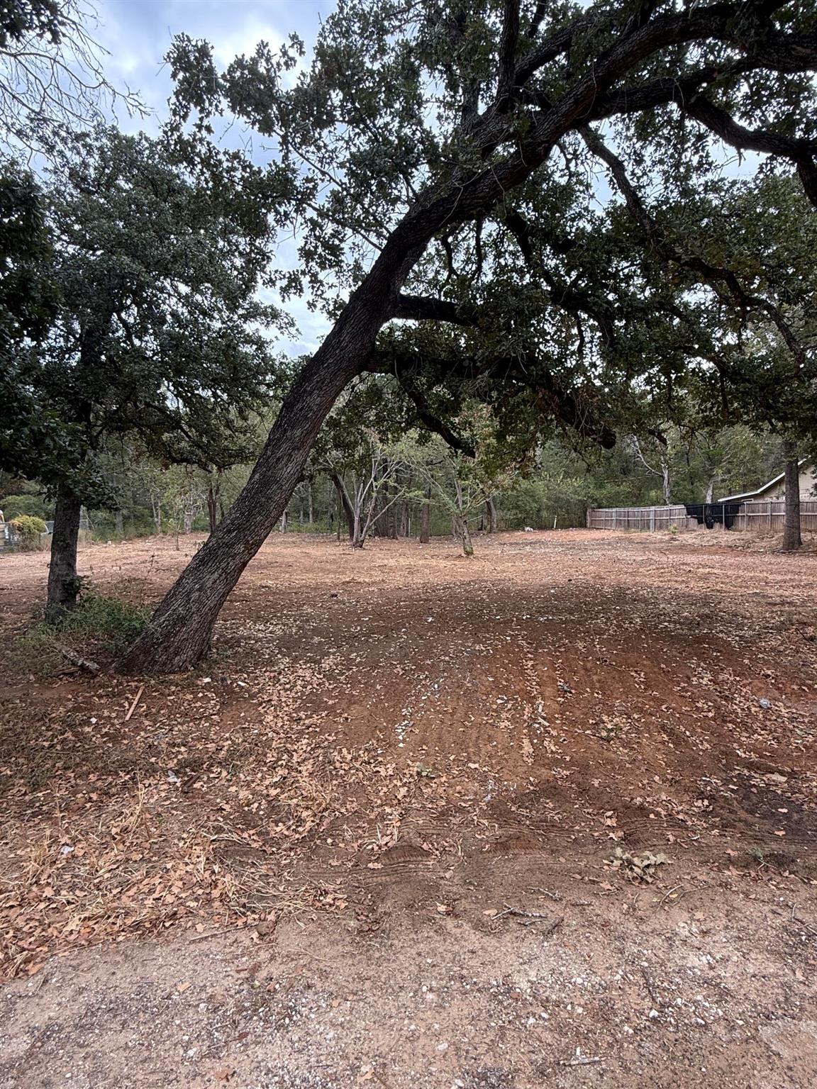 Mature trees shade a spacious cleared lot ready f