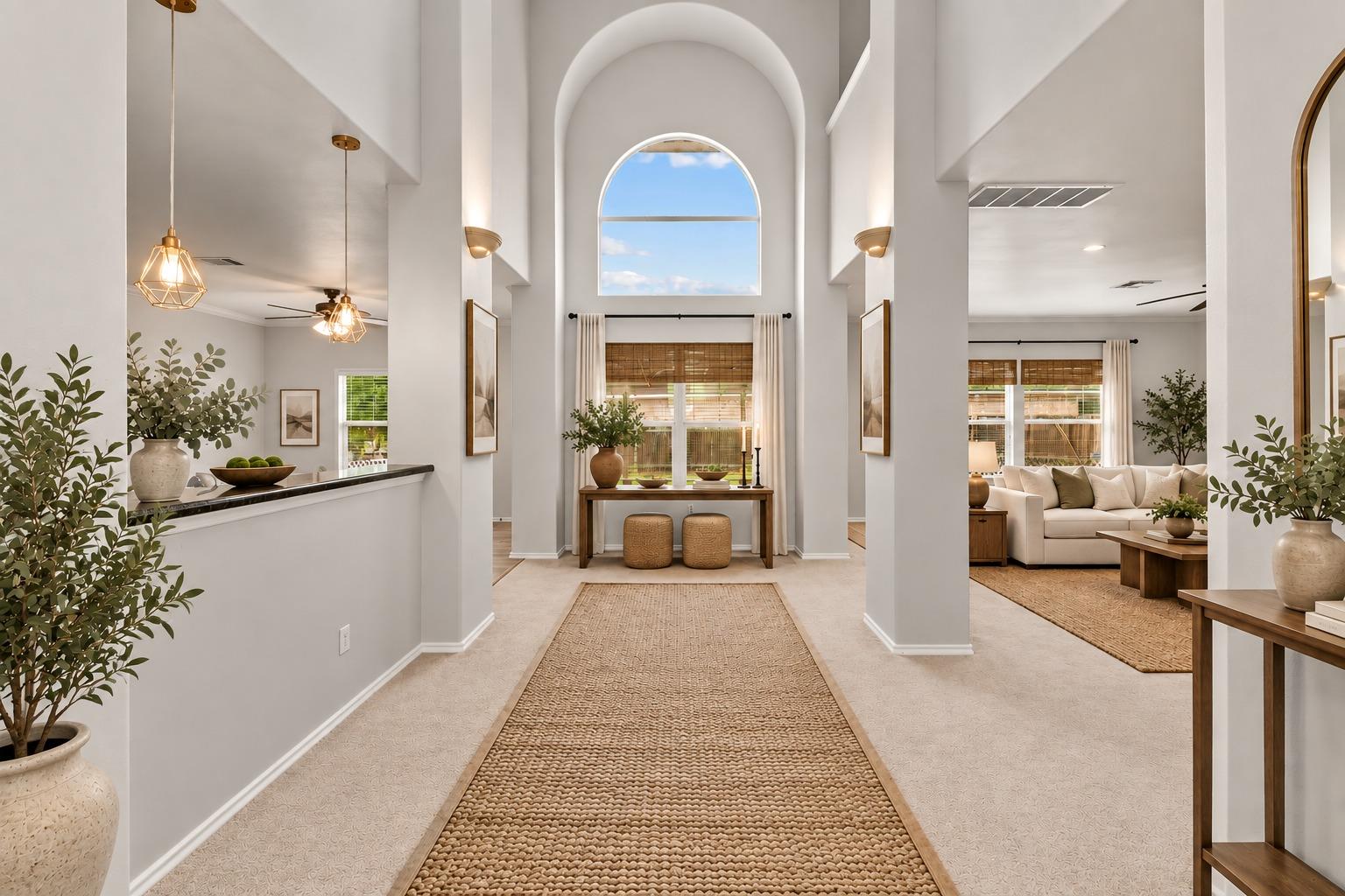 Towering arched ceilings and matching windows def
