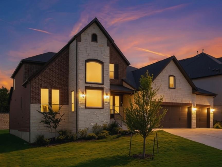 Striking stone and brick design defines this eleg