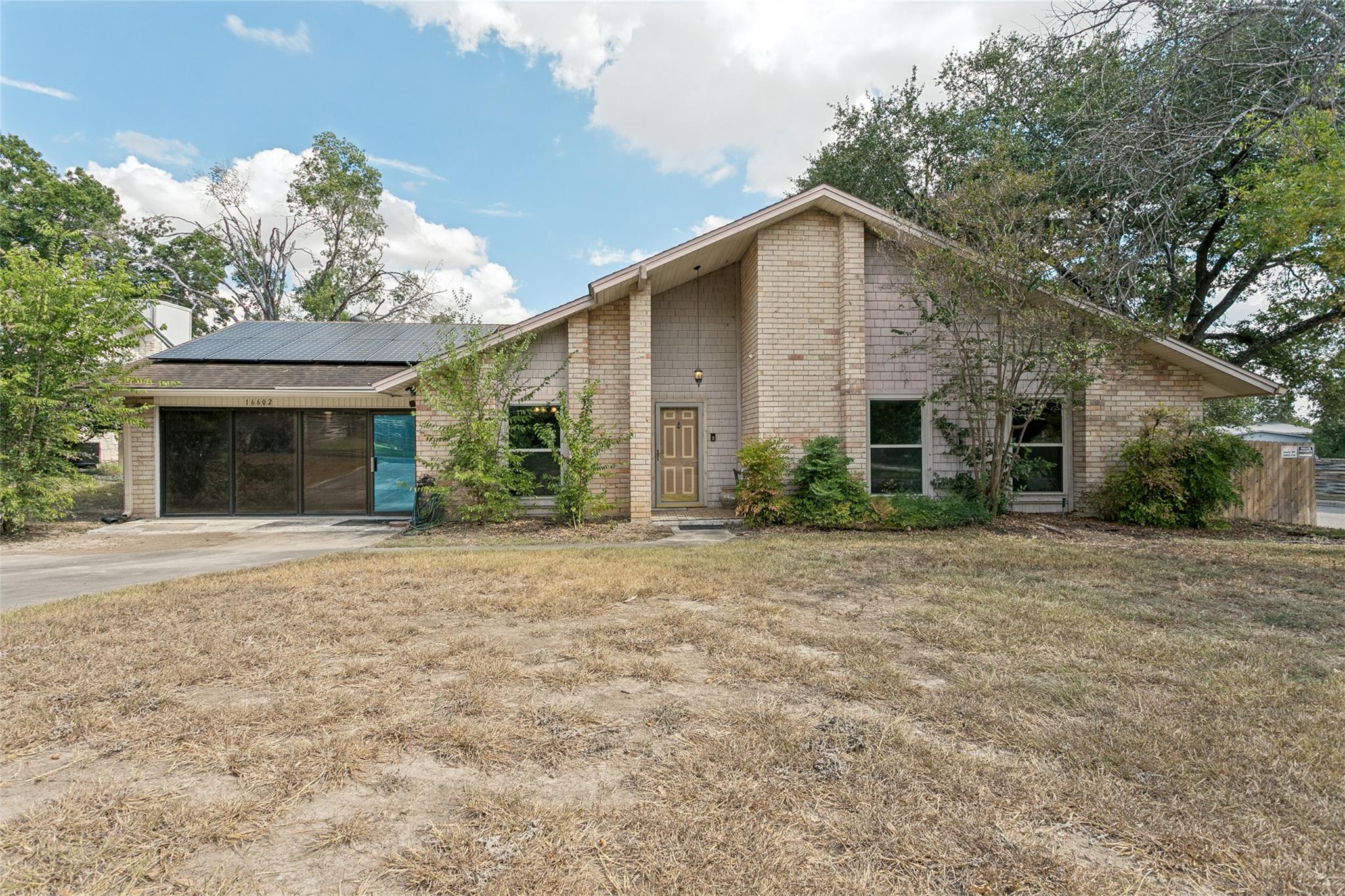 Mid-century architecture anchors this brick facad
