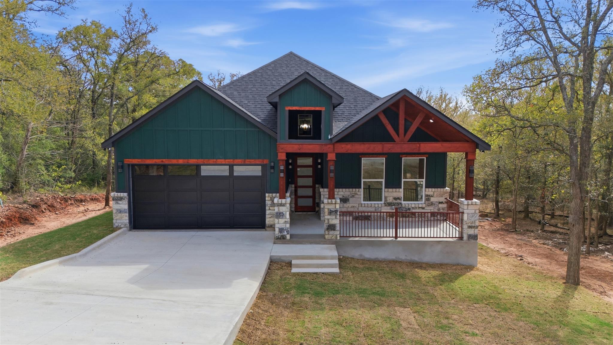 Bold gables, warm timber trusses, and rustic ston