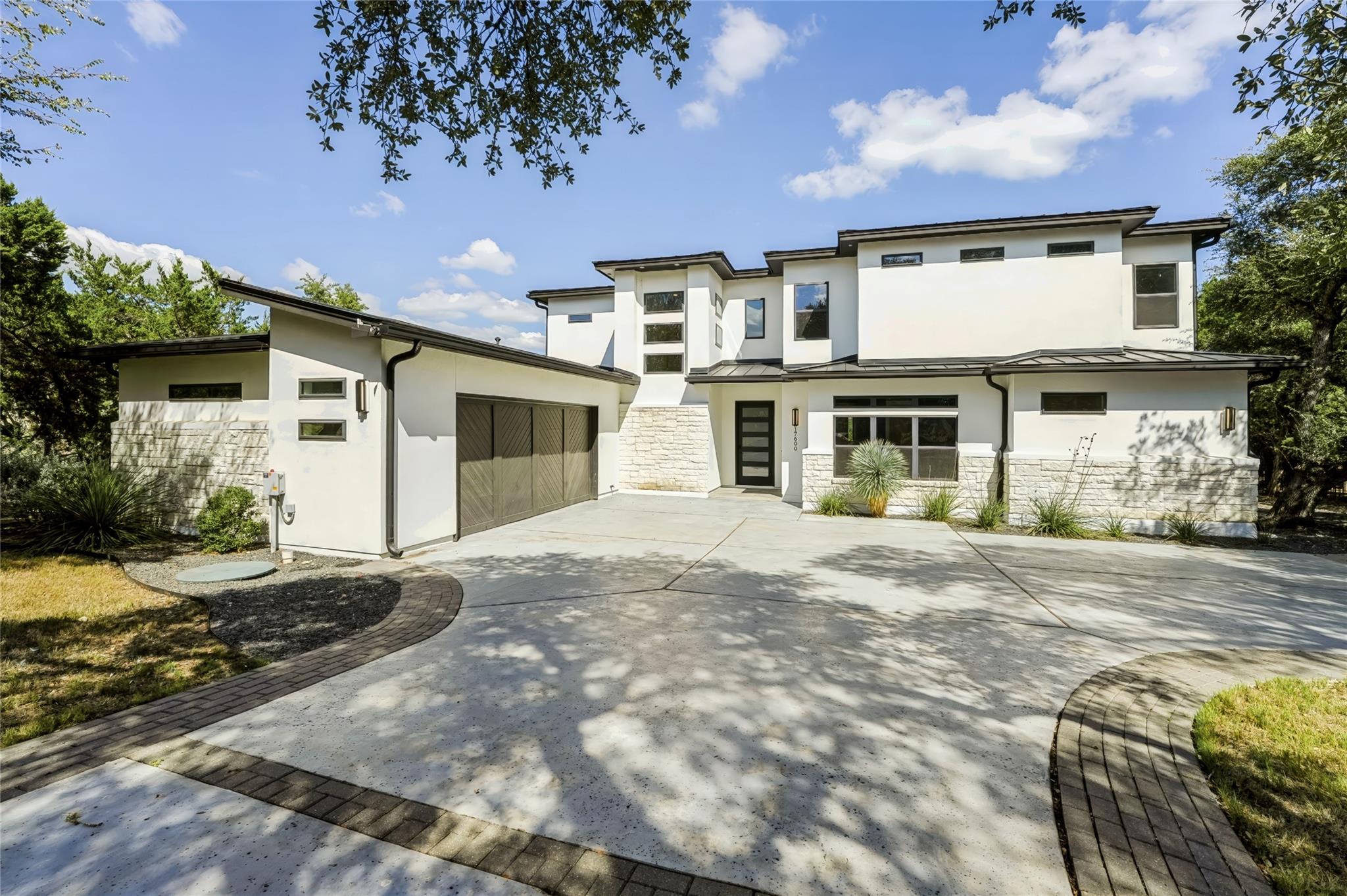 Clean lines and stone accents define this modern 