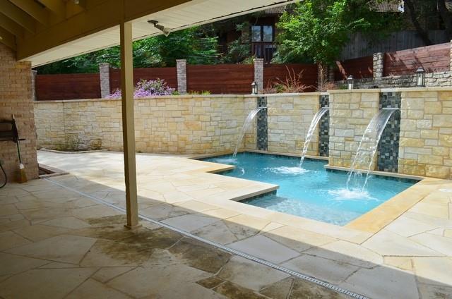 A private stone courtyard surrounds this serene p