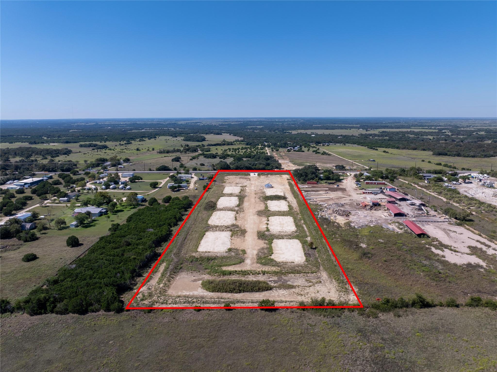 An aerial perspective showcases a cleared develop