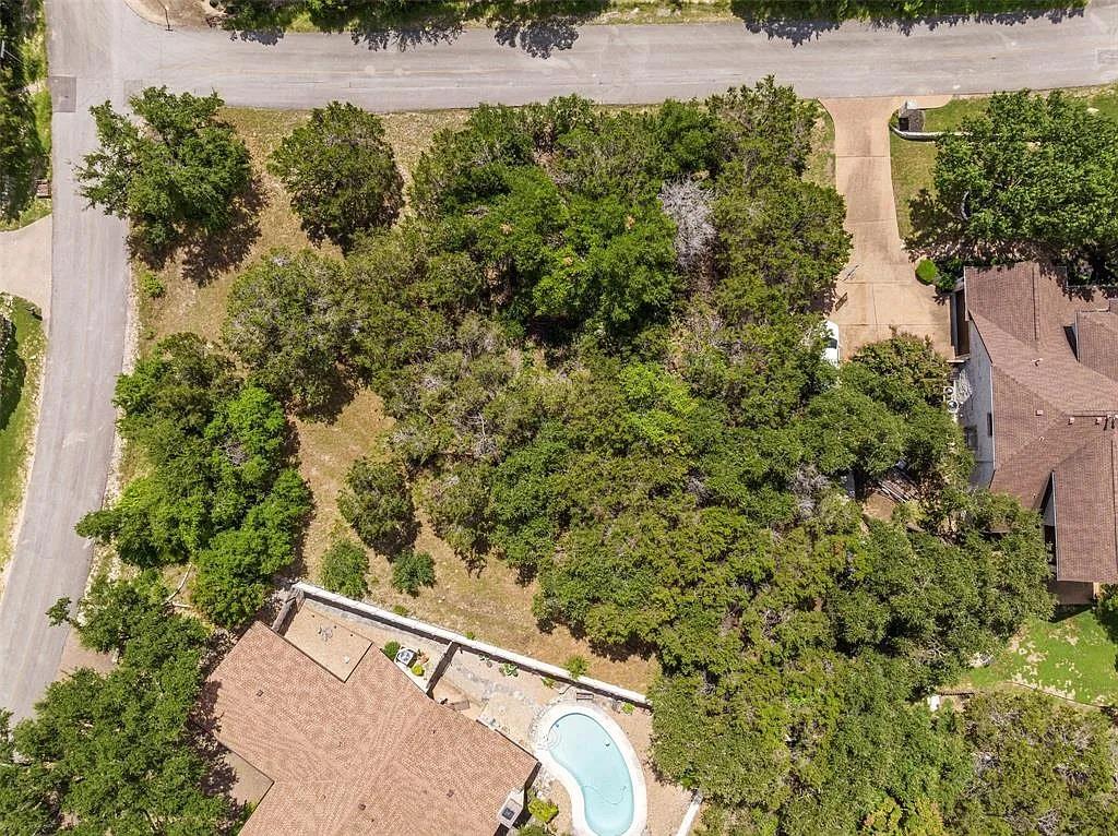 An aerial perspective showcases a private propert