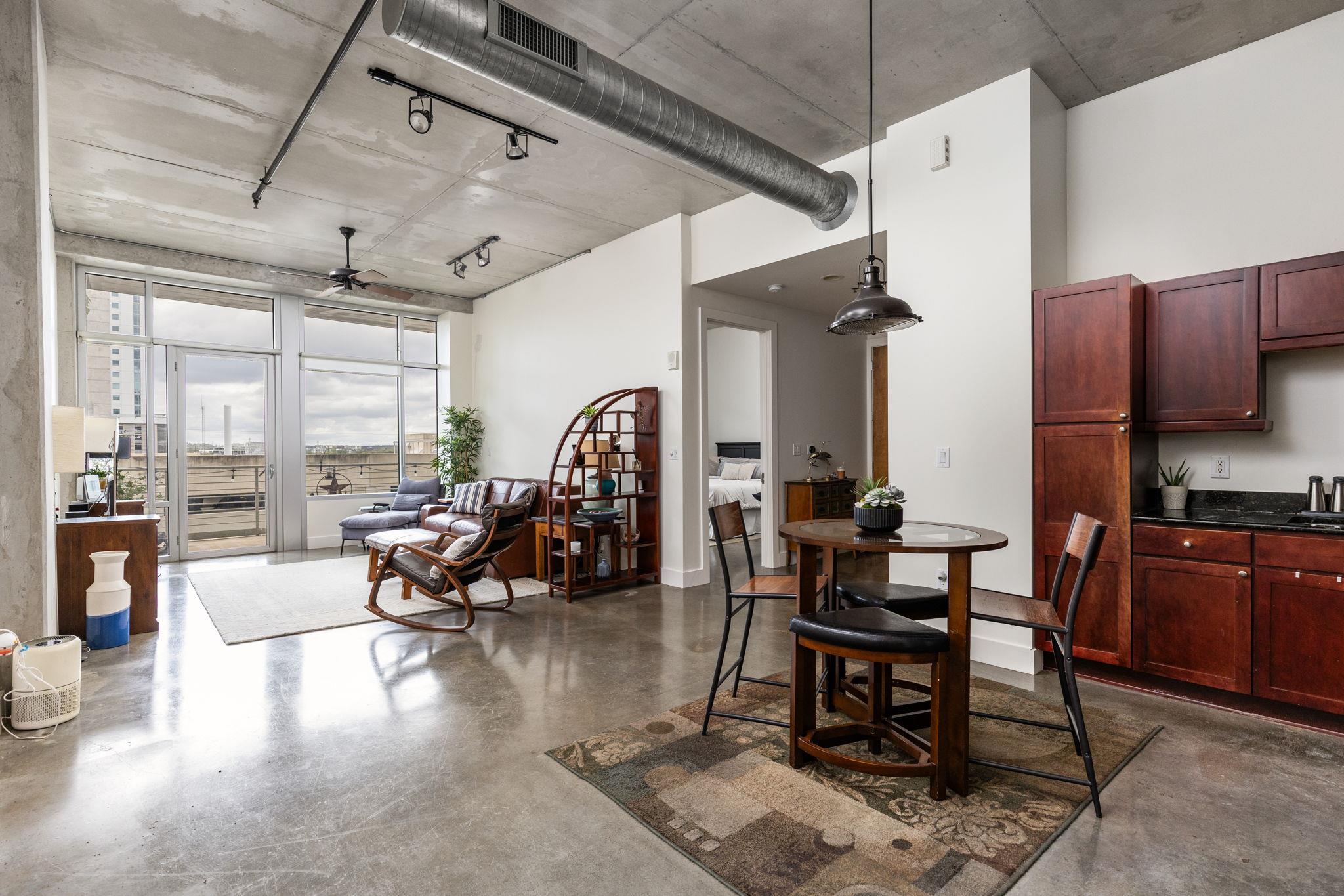 Polished concrete floors and industrial ceilings 