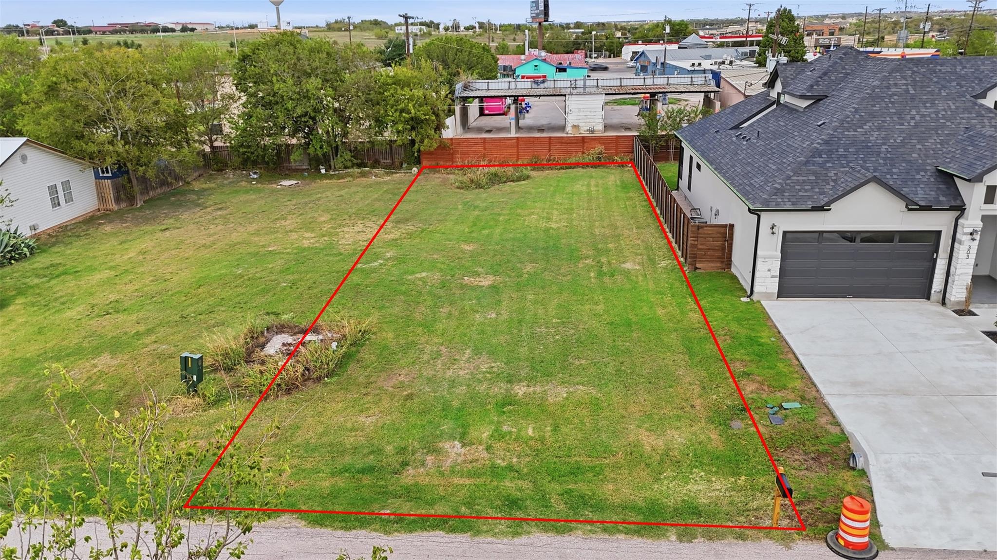 An aerial view highlights the generous dimensions