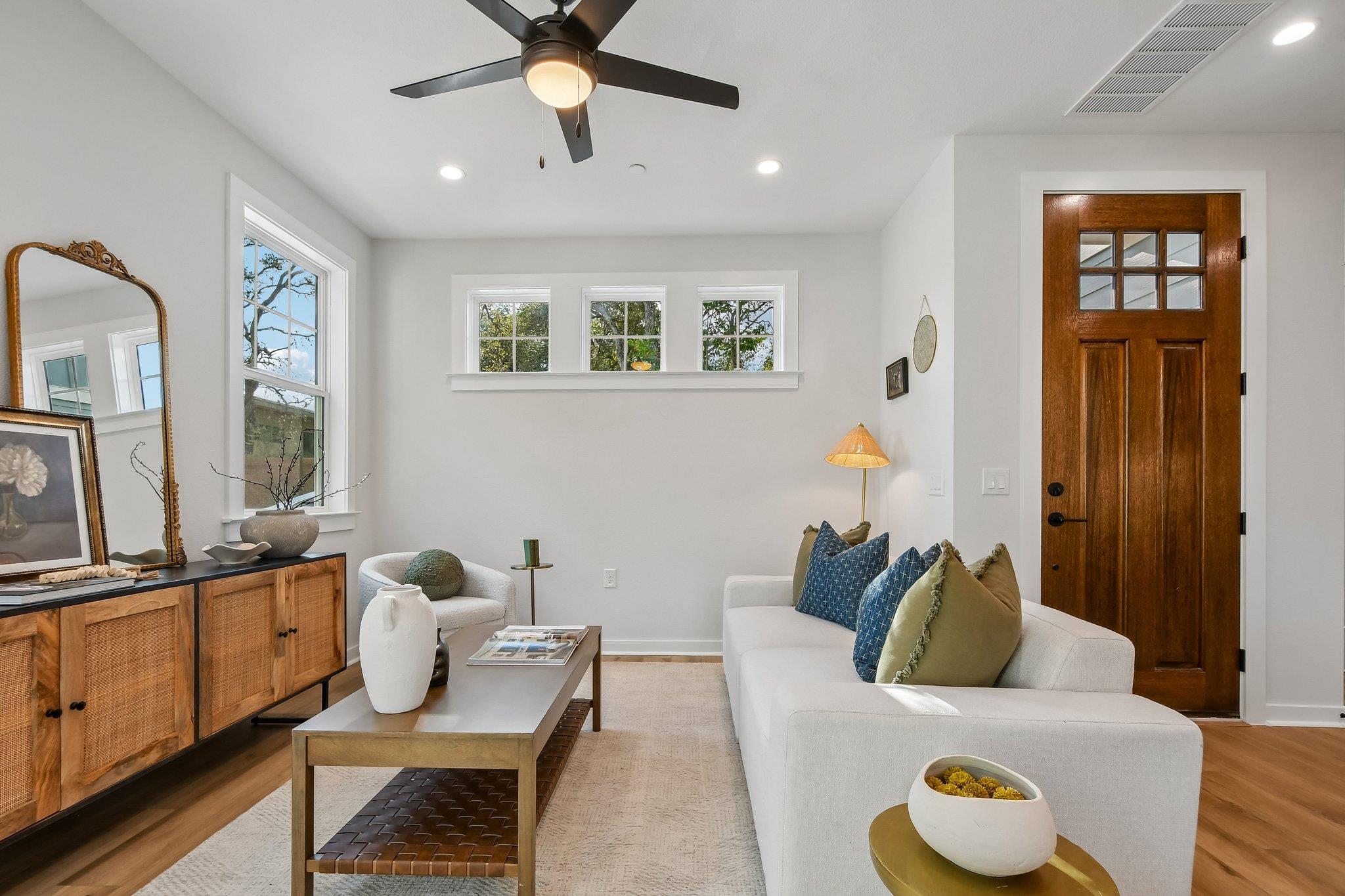 Rich hardwood flooring complements a classic craf