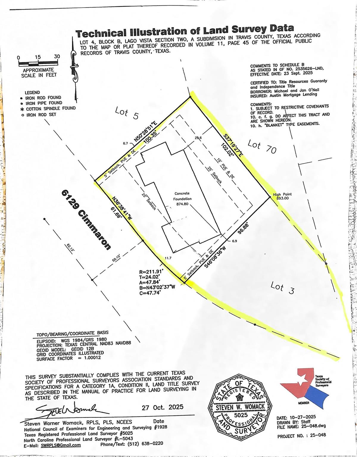 A detailed technical survey map illustrates the e