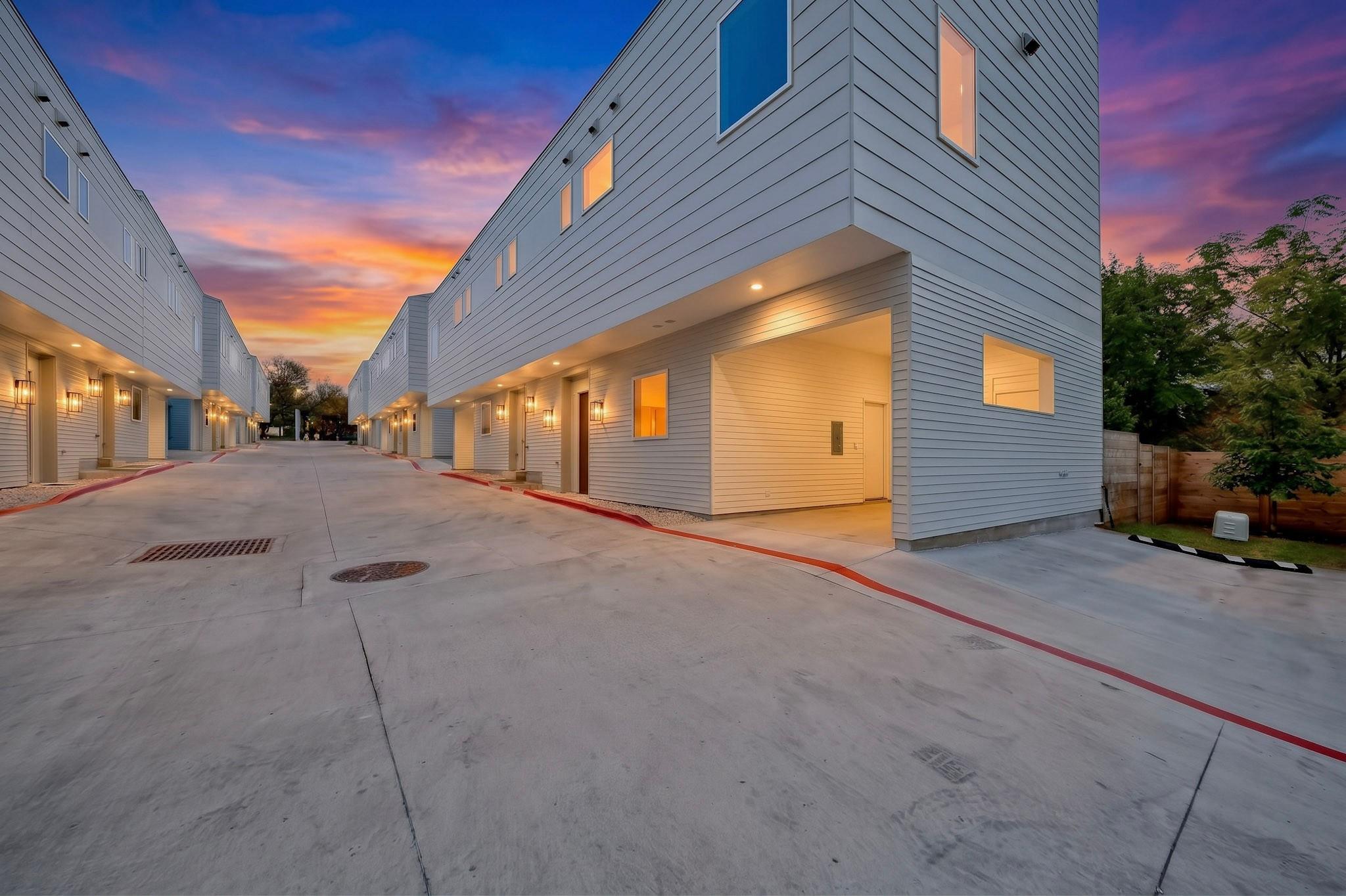 Modern siding and clean architectural lines defin