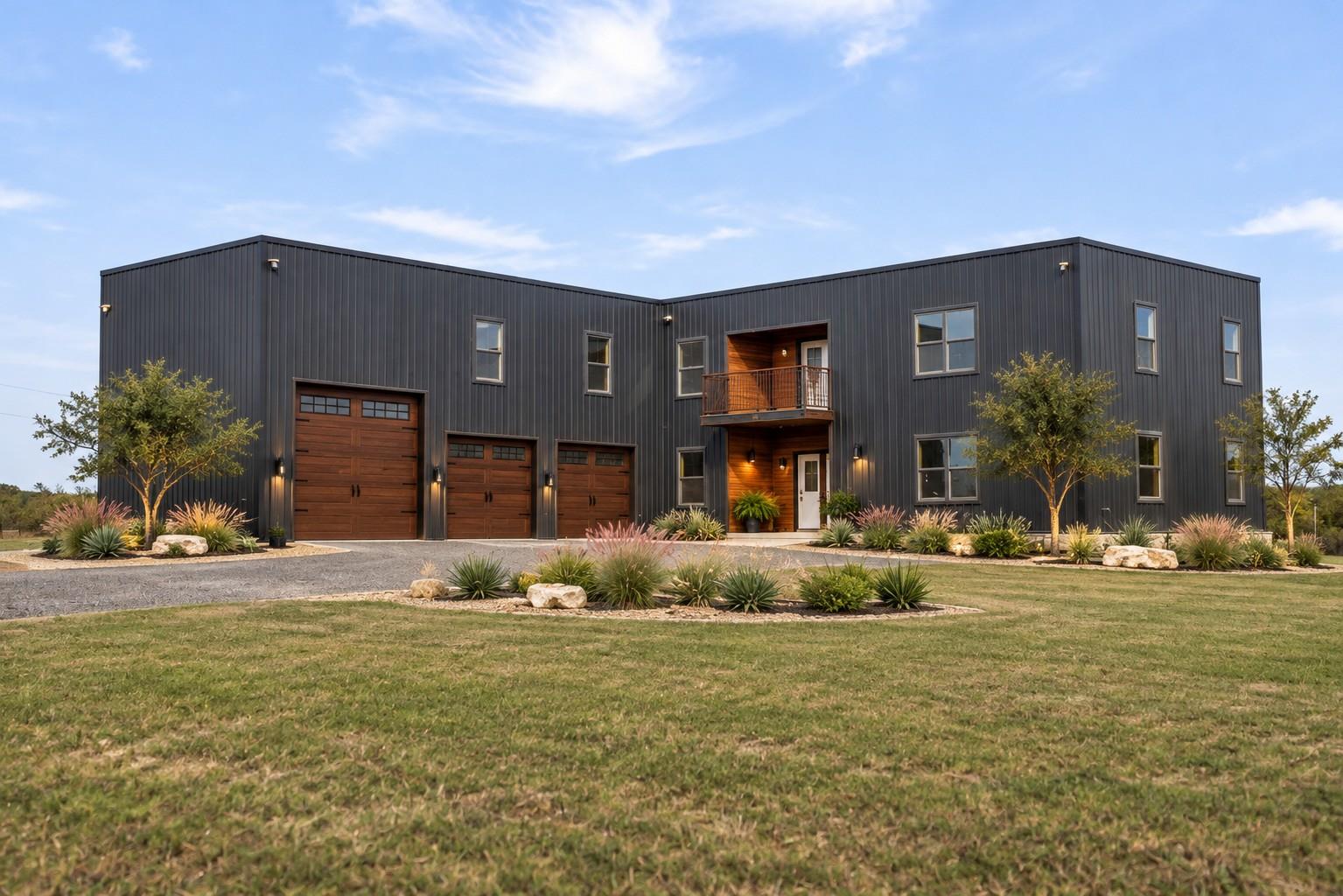 Bold modern architecture combines vertical dark s