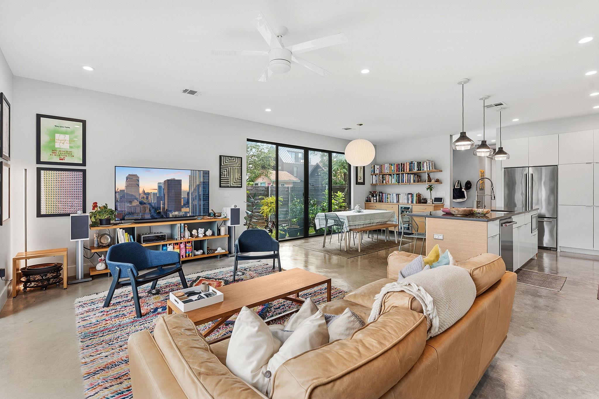 Polished concrete flooring and soaring ceilings a