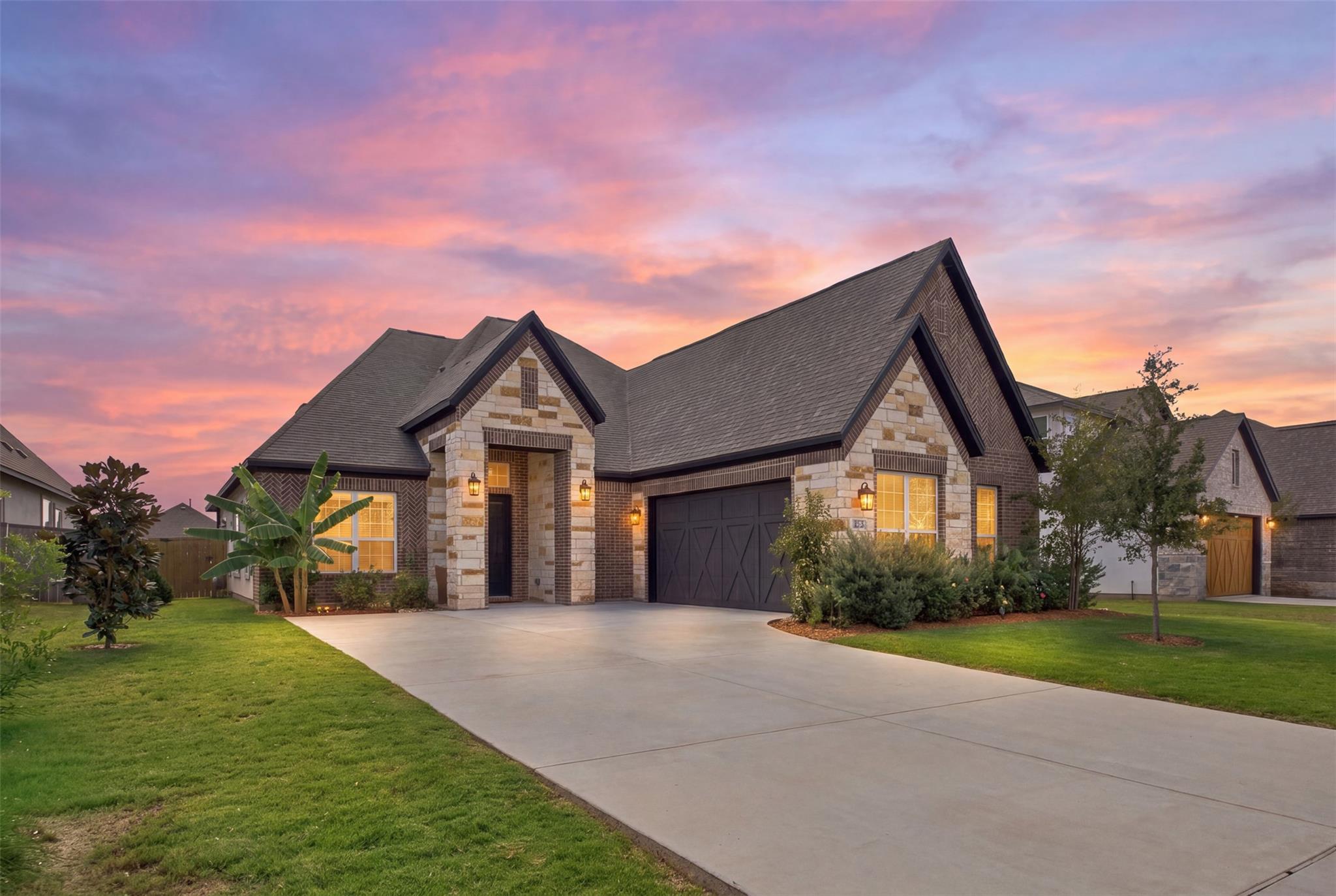 Striking brick and stone masonry highlights this 