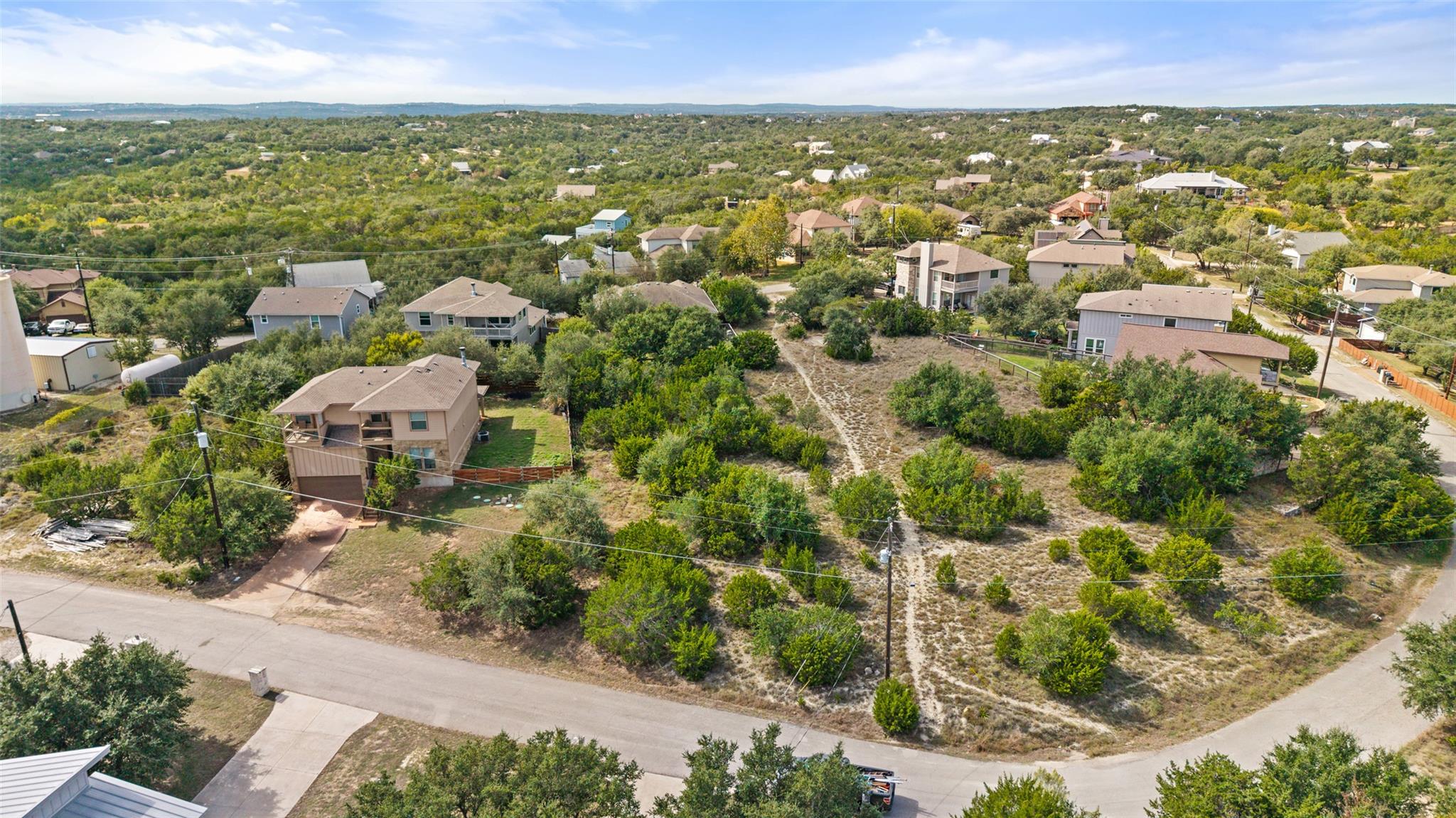 Aerial view reveals a rolling landscape of establ