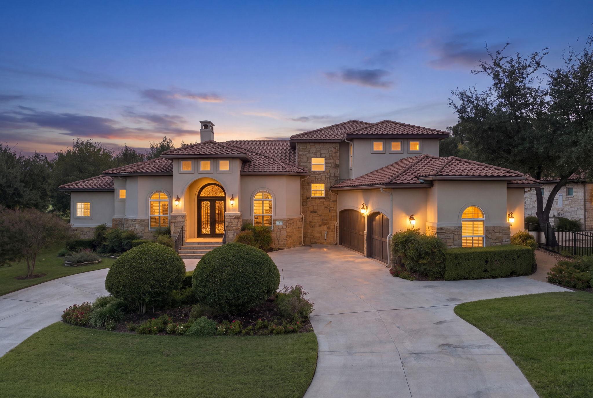 Striking architectural lines and elegant stone de