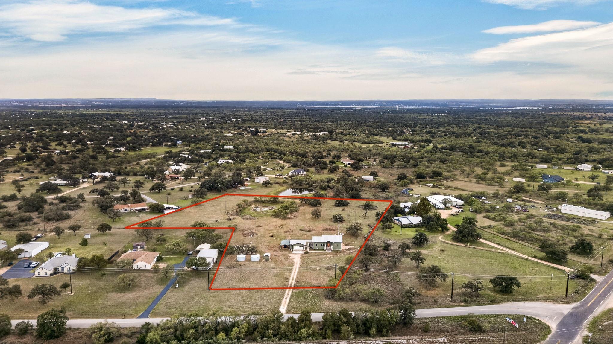 Expansive rural acreage showcases a private homes