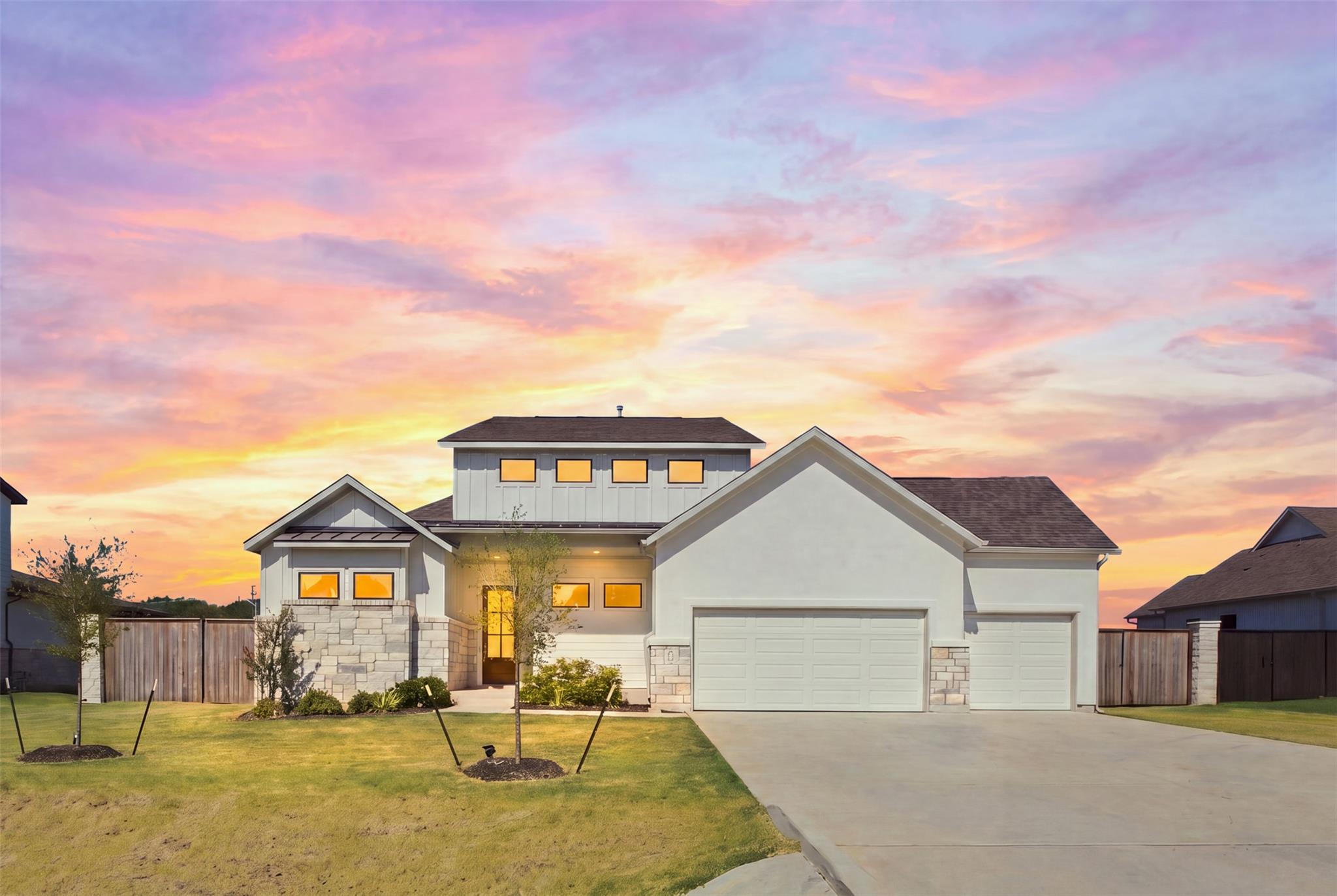 Modern architectural lines define this striking f