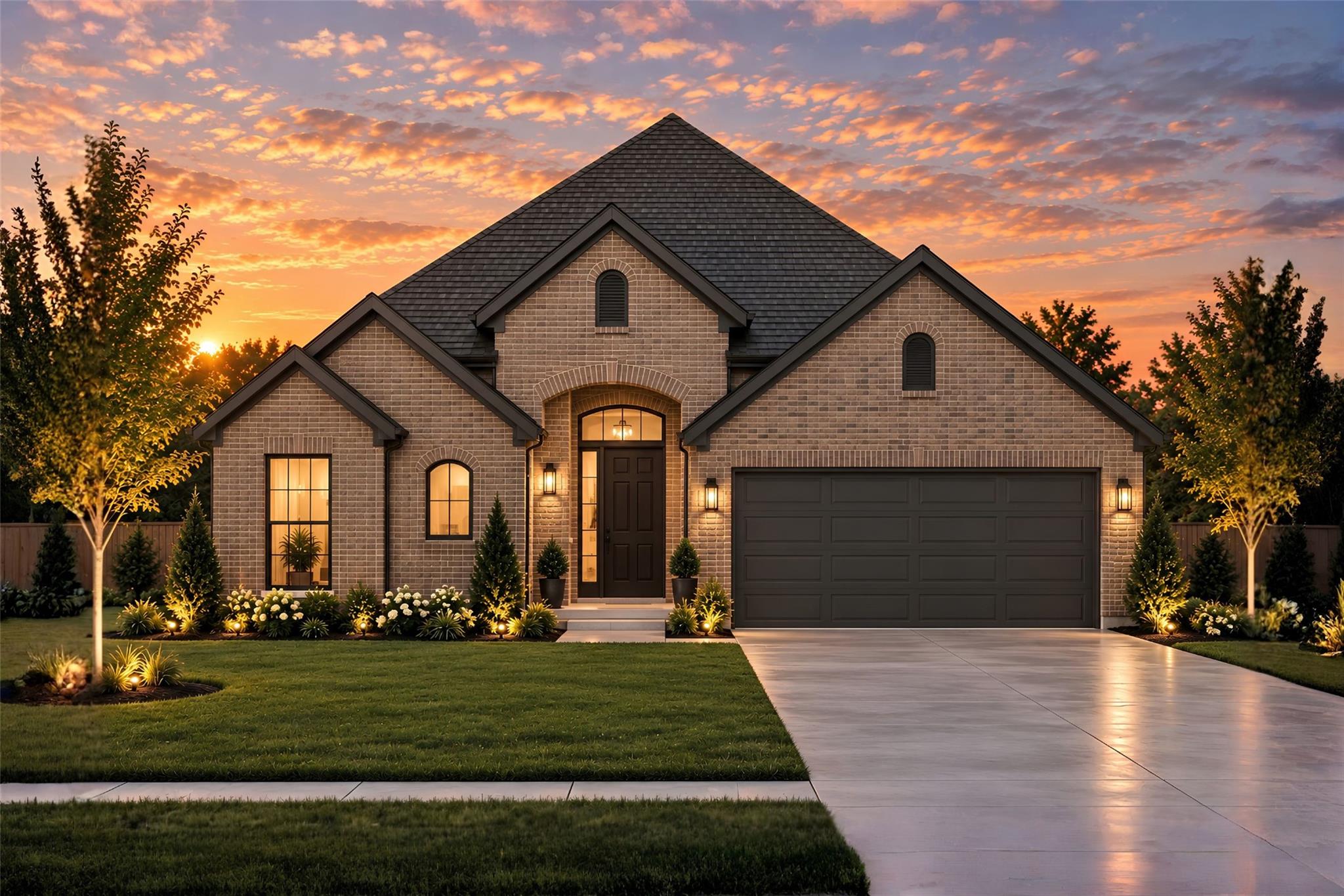 Striking brick elevation featuring steep gables a