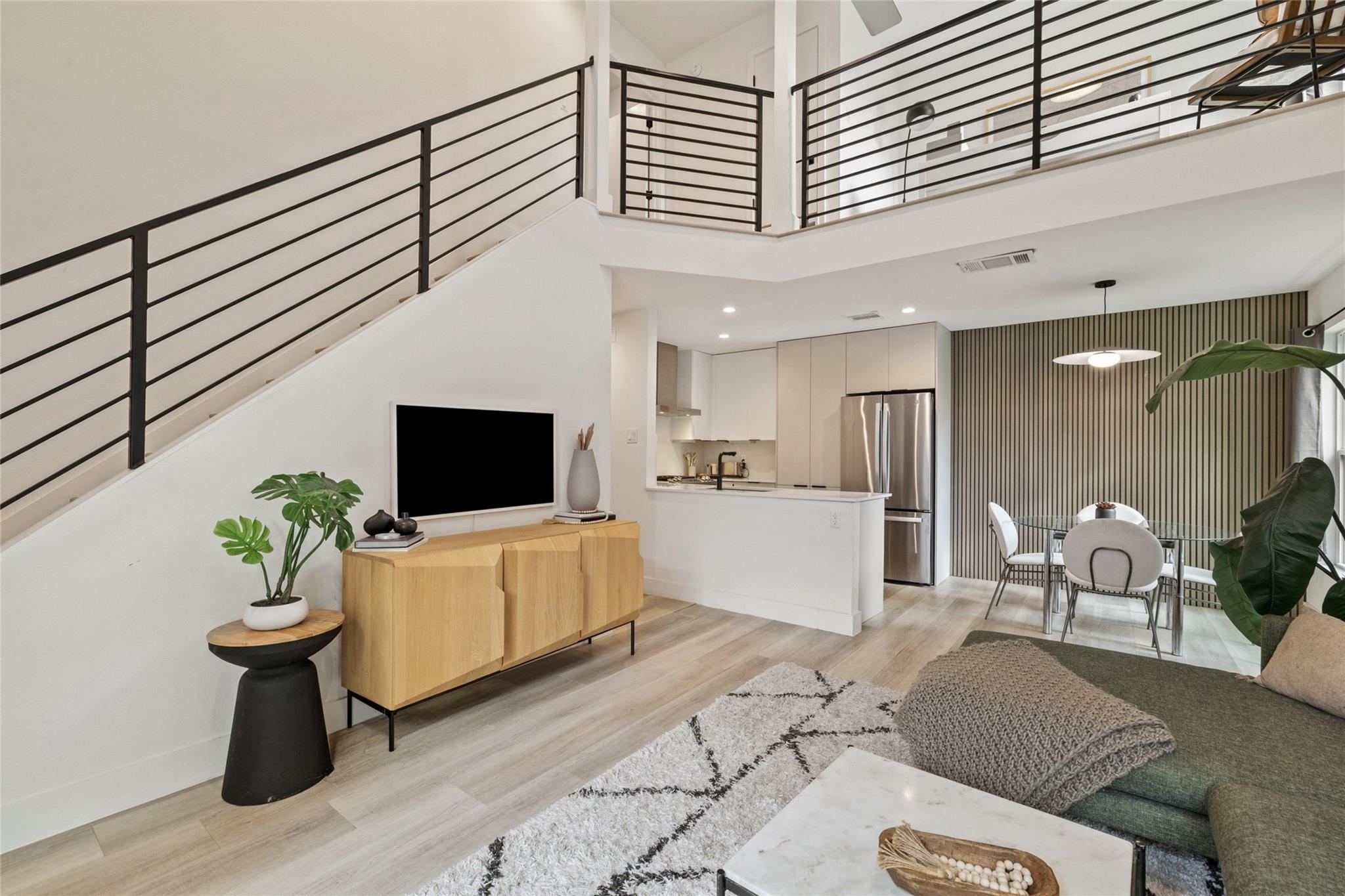 Crisp white walls and clean architectural lines d